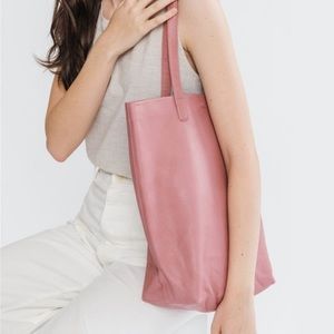 Baggu pink natural leather tote